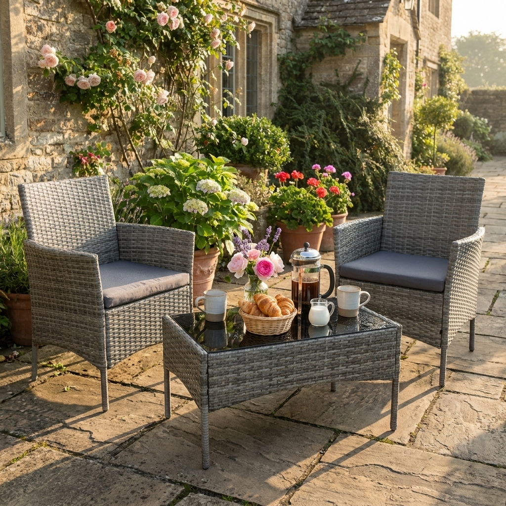 Rattan Bistro Set – Weatherproof PE Rattan – 3 Piece Set