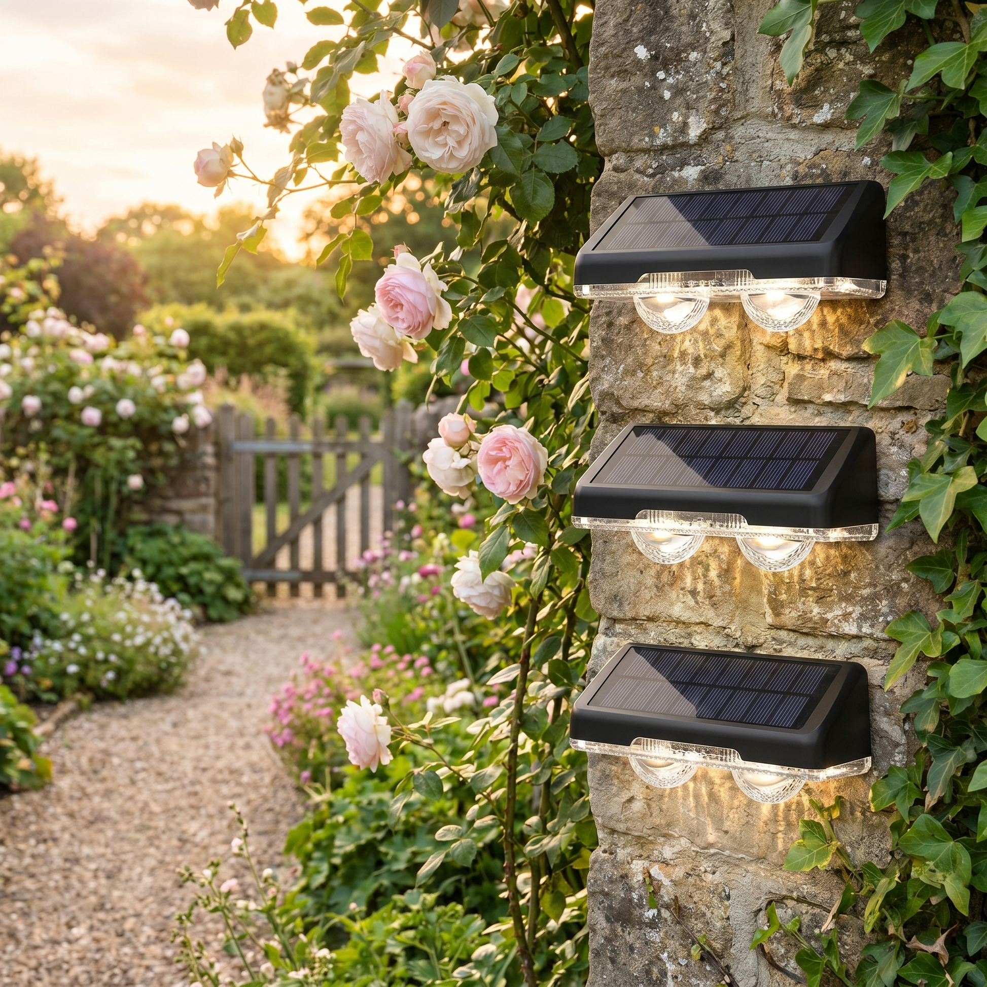 Solar Retro Wall Lights RGB LED lifestyle photo