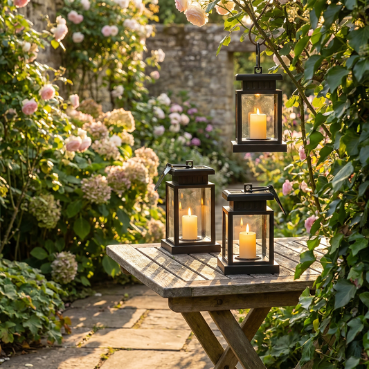 Solar Garden Lantern Flickering LED Candle lifestyle photo