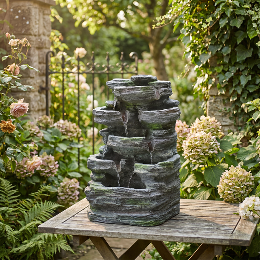 Solar Garden Water Fountain Rockery lifestyle photo