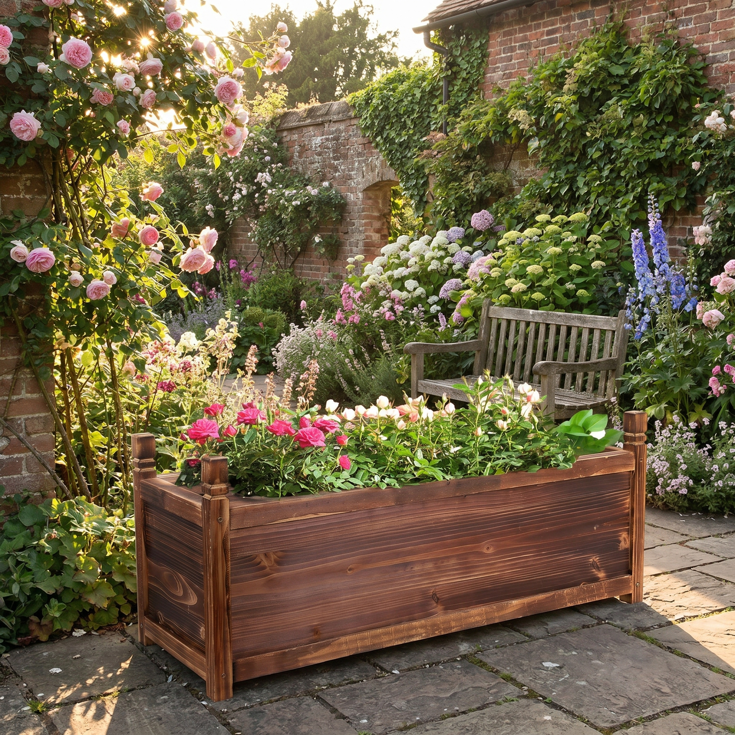 Raised Garden Planter Bed – Solid Carbonised Pine – Small to Large