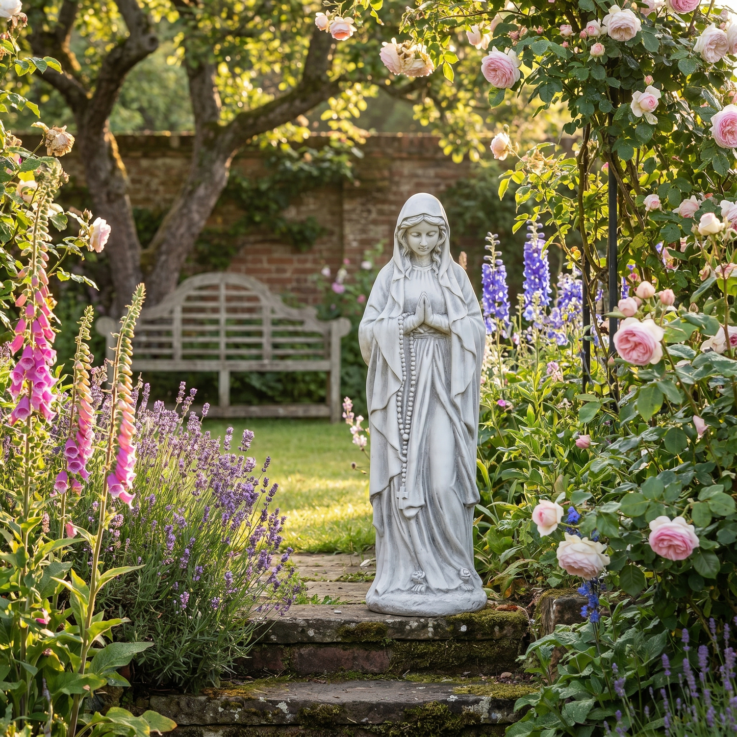 Virgin Mary Garden Statue – Weatherproof Magnesium Oxide