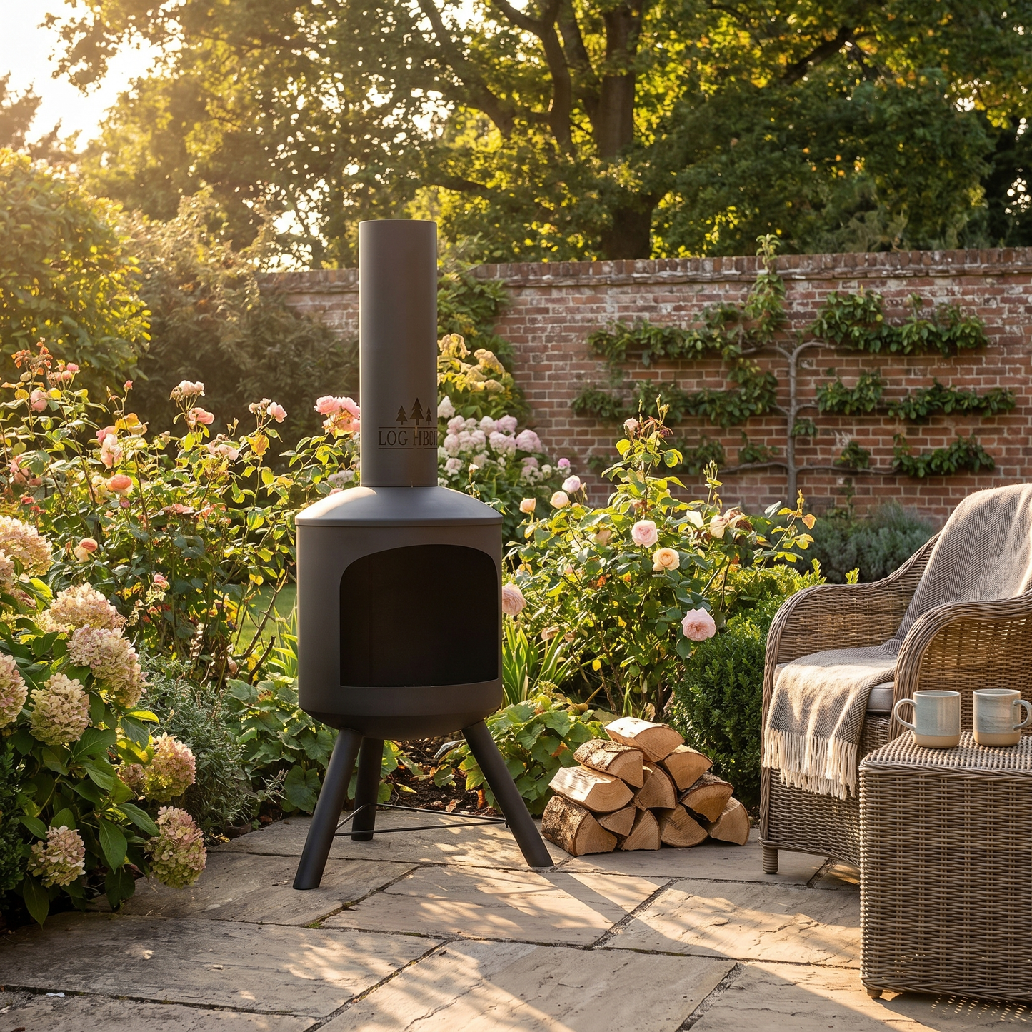 Traditional Steel Garden Chiminea – Durable Weatherproof Finish – 118cm
