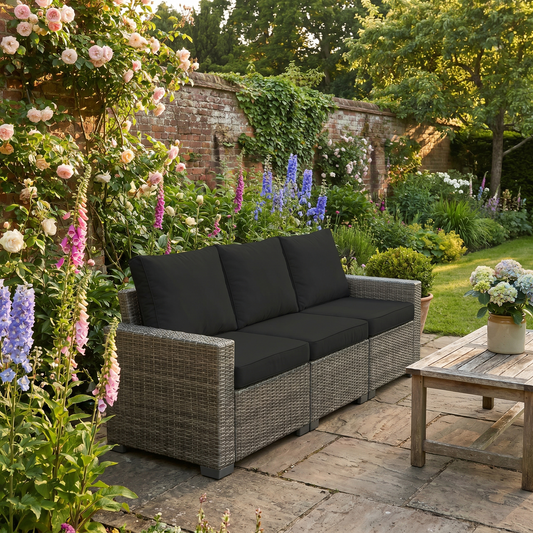 Rattan Garden Furniture Cushion Set – Water-Resistant – 3 Seater