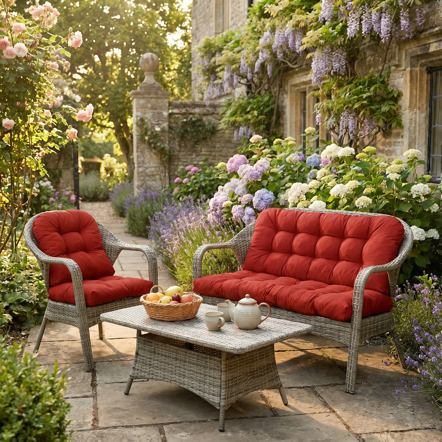 Outdoor Chair Cushion Set – Weatherproof Polyester – 3-Piece Set