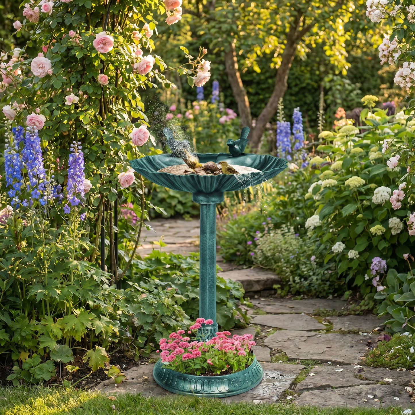 Decorative Bird Bath – Weatherproof Polypropylene – 81cm Tall